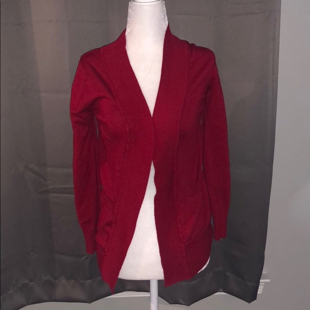 Red cardigan